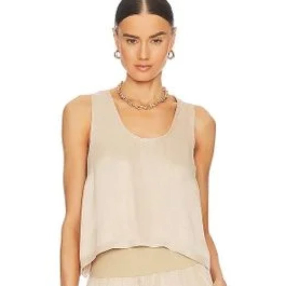 bobi Black. LA Boutique Brand. Cropped Woven Tank 'Sand' NWT MSRP $105.